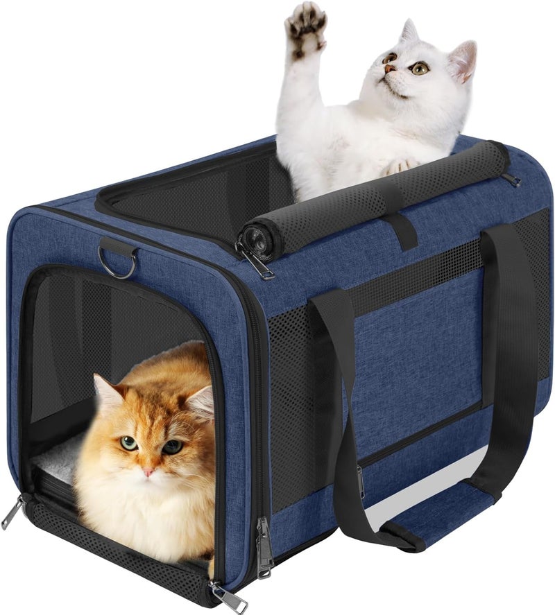 GAPZER Dog Carrier Soft/Cat Crates Large Cat 20 to 25 pounds/Softsided Pet Car Travel Carry Bag 15 Pound Puppy/Top Open Transport Kennel Navy - Image 1